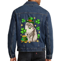 St. Patrick's Day Siberian Cat Men Denim Jacket | Artistshot