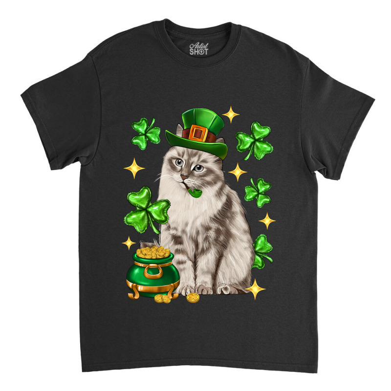 St. Patrick's Day Siberian Cat Classic T-shirt by enoddigitalart@gmail.com | Artistshot