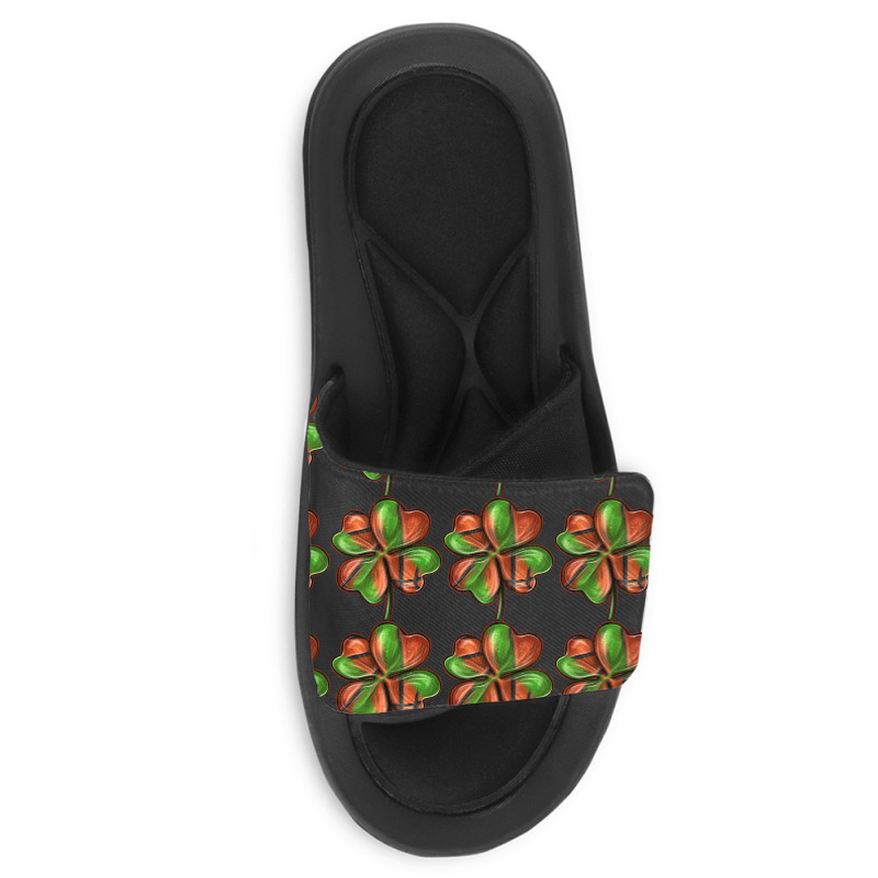 St. Patrick's Day Clover With Basketball Slide Sandal | Artistshot