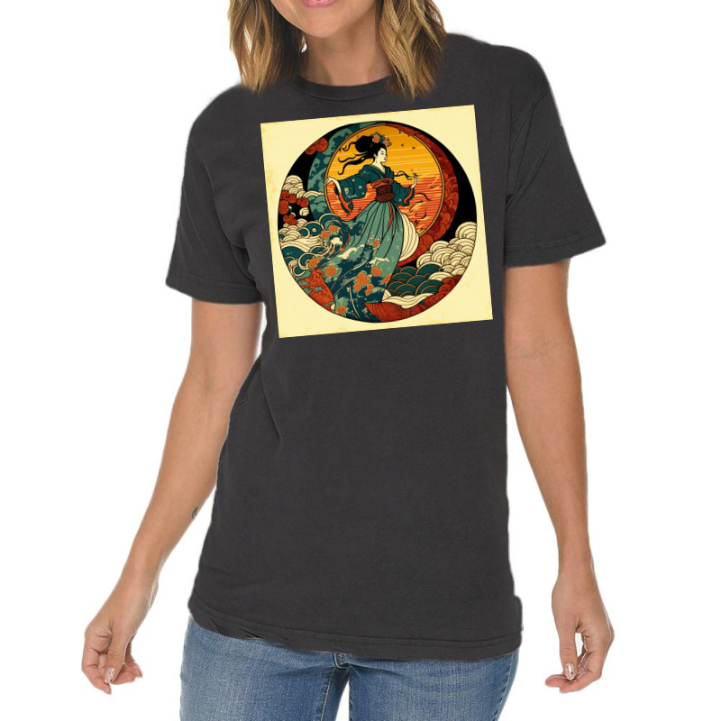 Woman Dancing In Ocean Vintage T-Shirt by Creative Corner | Artistshot