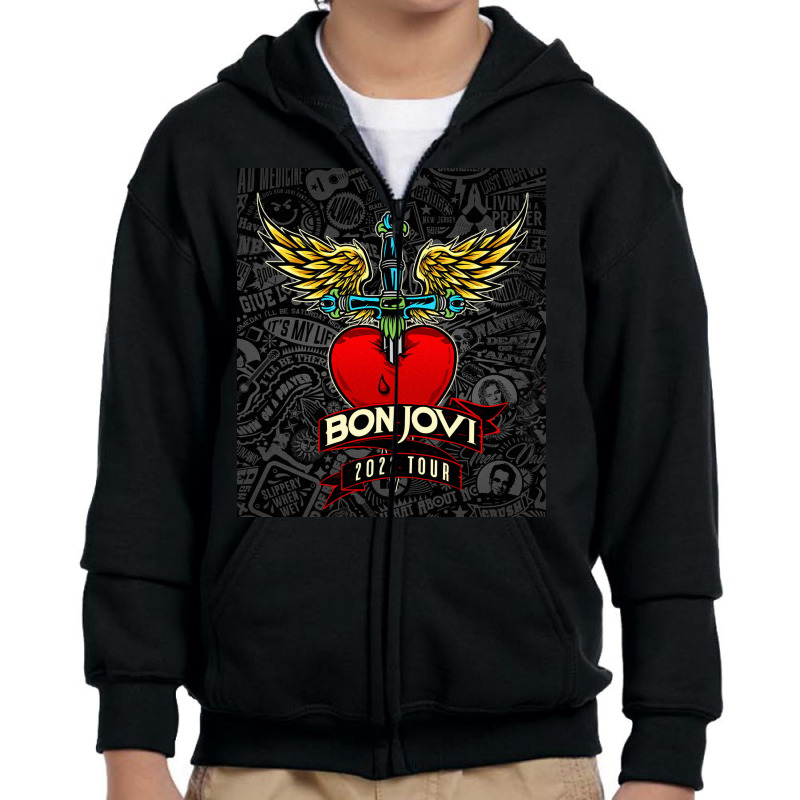 Now - Bon - Jov I- Tour Dates 2022 Youth Zipper Hoodie by kanayan | Artistshot