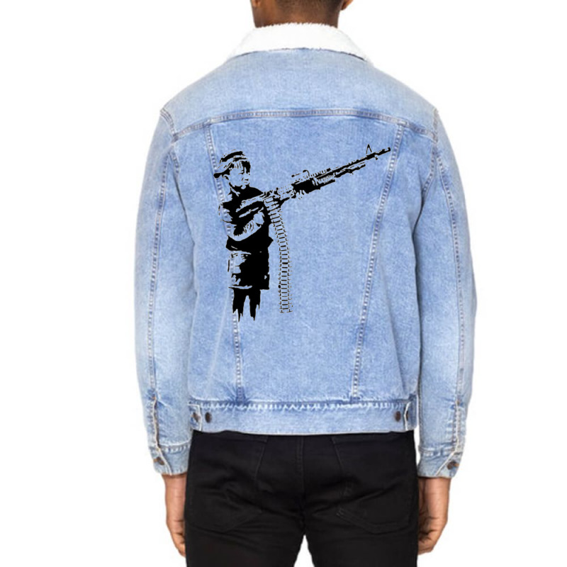 Banksy Child Soldier Unisex Sherpa-lined Denim Jacket | Artistshot