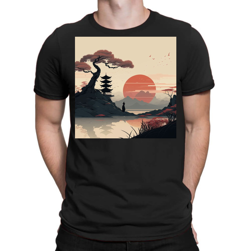 Silhouette Of Relaxed Man On River T-shirt | Artistshot