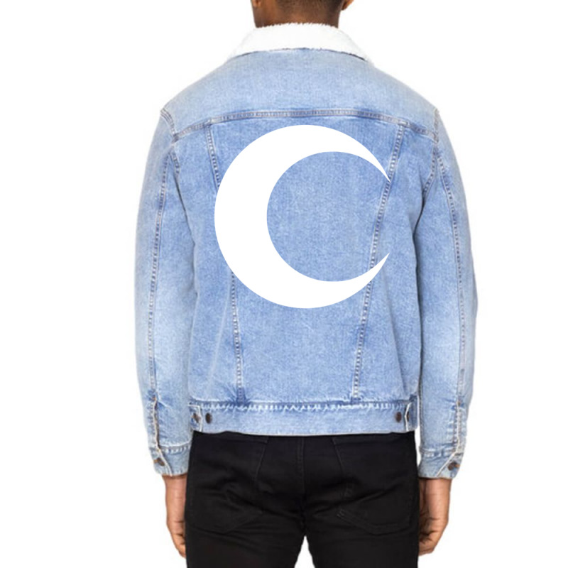 Moon Knight   Classic Symbol   White Clean Unisex Sherpa-lined Denim Jacket | Artistshot