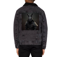 Black Rabbit Looks At Camera Unisex Sherpa-lined Denim Jacket | Artistshot