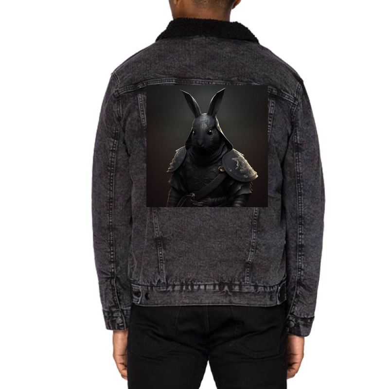 Black Rabbit Looks At Camera Unisex Sherpa-Lined Denim Jacket by Creative Corner | Artistshot