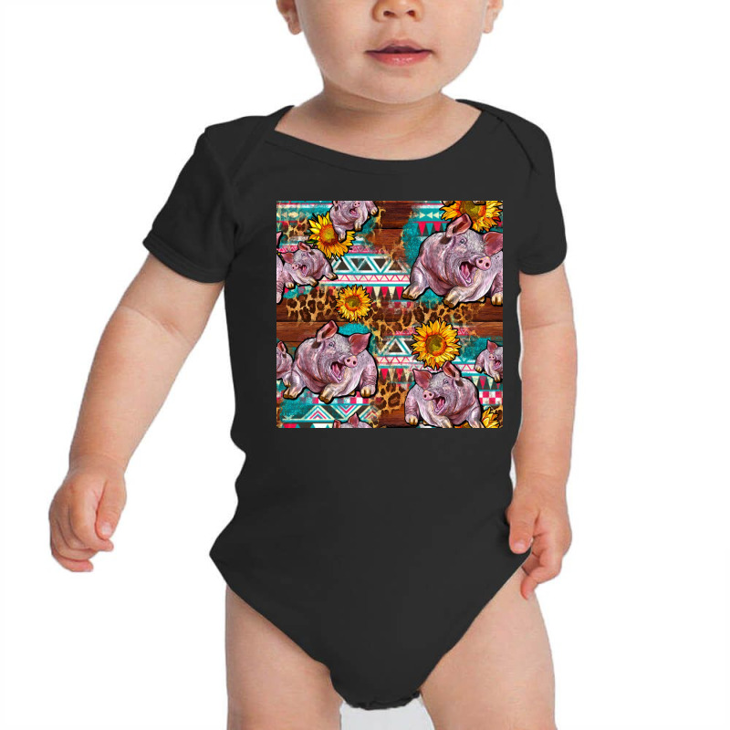 Western Landrace Pig With Sunflowers Seamless Baby Bodysuit by FaDigitalArtStudio | Artistshot