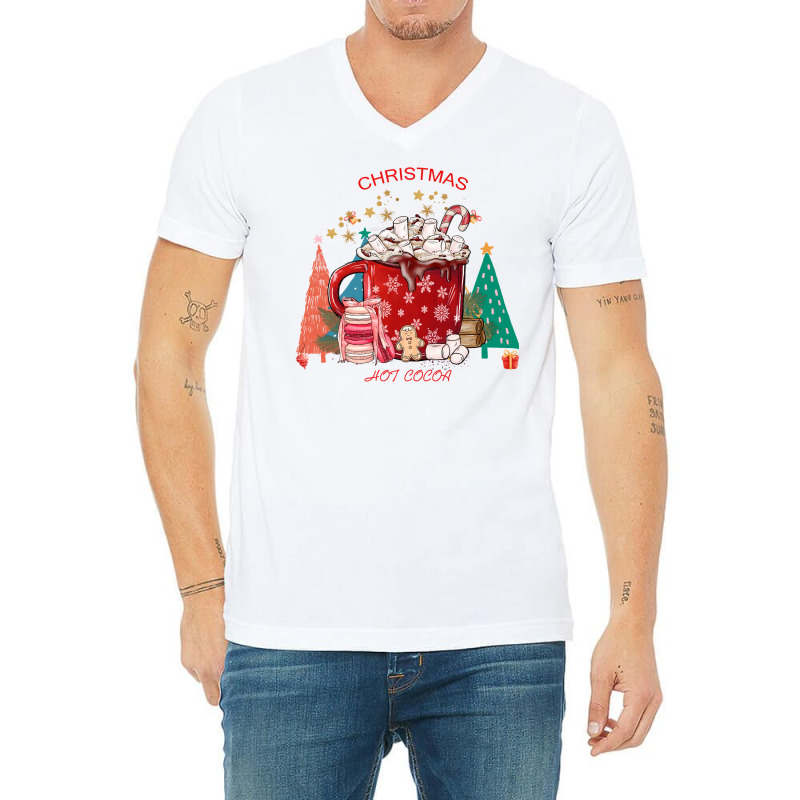 Christmas Hot Cocoa Sblimation T Shirts Merry Chri V-neck Tee | Artistshot