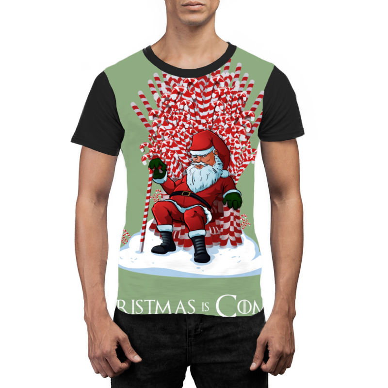 Christmas Is Coming Santa Candy Cane Throne 63 Graphic T-shirt | Artistshot