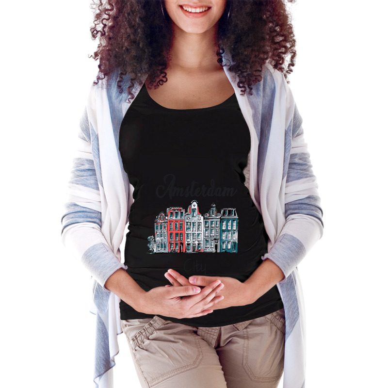 Amsterdam City Skyline Maternity Scoop Neck T-shirt by ArabellMonk | Artistshot