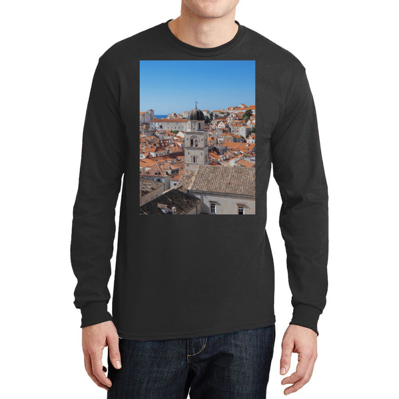 Dubrovnik Old Town Sky Line With Bell Tower Long Sleeve Shirts | Artistshot