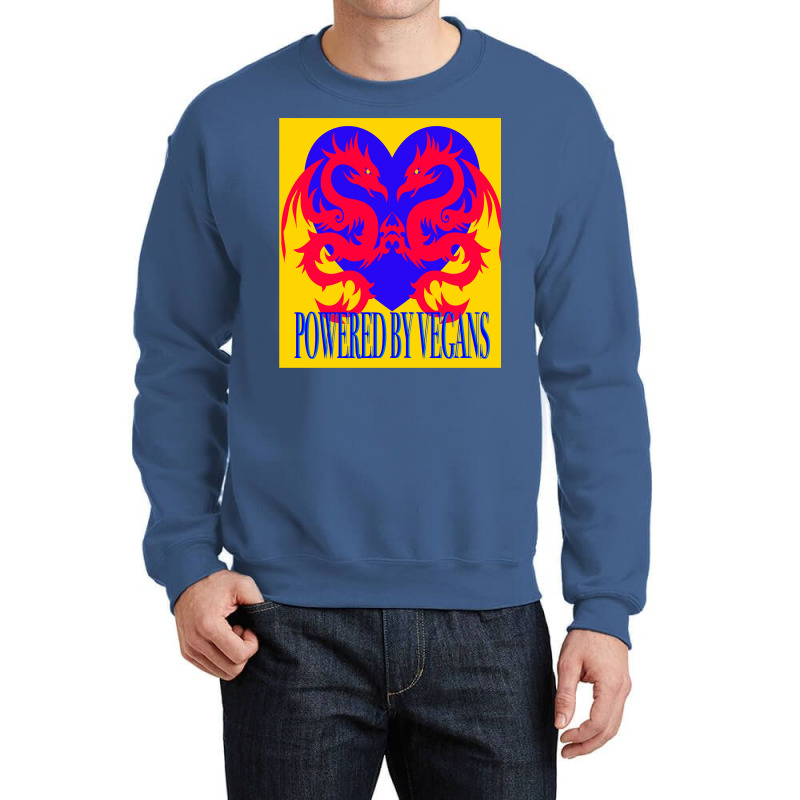 Dragons Powered By Vegans Yellow Crewneck Sweatshirt | Artistshot