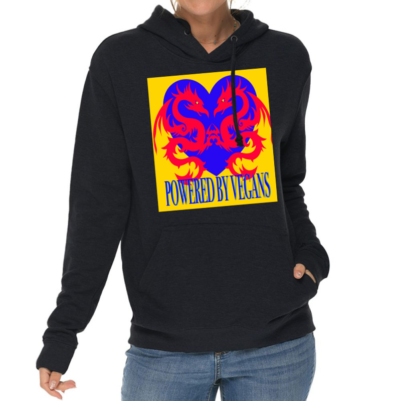 Dragons Powered By Vegans Yellow Lightweight Hoodie | Artistshot