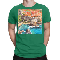 Dubrovnik Croatia   Ink And Watercolor Illustratio T-shirt | Artistshot