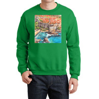 Dubrovnik Croatia   Ink And Watercolor Illustratio Crewneck Sweatshirt | Artistshot