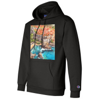 Dubrovnik Croatia   Ink And Watercolor Illustratio Champion Hoodie | Artistshot