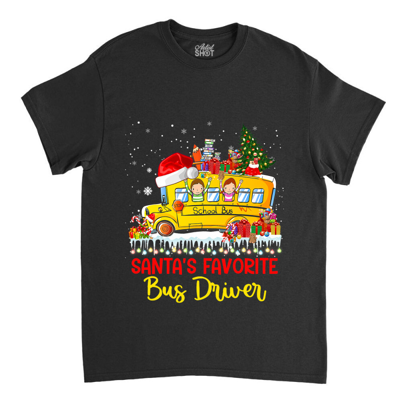 Santas Favorite School Bus Driver Christmas Lights Classic T-shirt by SweetCurl | Artistshot