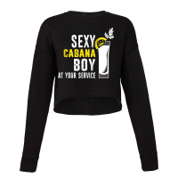 Sexy Cabana Boy Pool Party Guy Bartender Distresse Cropped Sweater | Artistshot