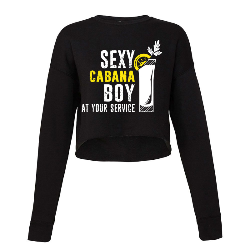 Sexy Cabana Boy Pool Party Guy Bartender Distresse Cropped Sweater by Vibrantus | Artistshot