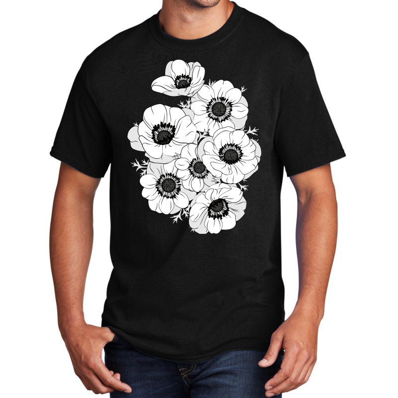 White Anemones Basic T-shirt by lents | Artistshot