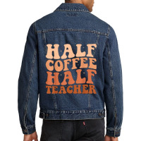 Half Coffee Half Teacher Men Denim Jacket | Artistshot