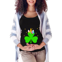 St Patrick Day Shamrock Unicorn Face Funny Costume Maternity Scoop Neck T-shirt | Artistshot