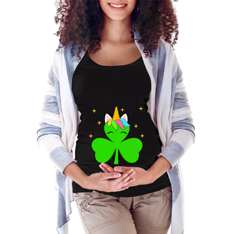 St Patrick Day Shamrock Unicorn Face Funny Costume Maternity Scoop Neck T-shirt by BreydenKhoury | Artistshot