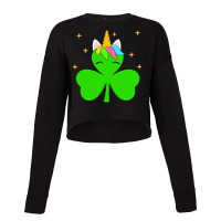 St Patrick Day Shamrock Unicorn Face Funny Costume Cropped Sweater | Artistshot