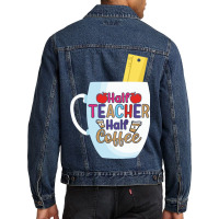 Half Coffee Half Teacher Men Denim Jacket | Artistshot