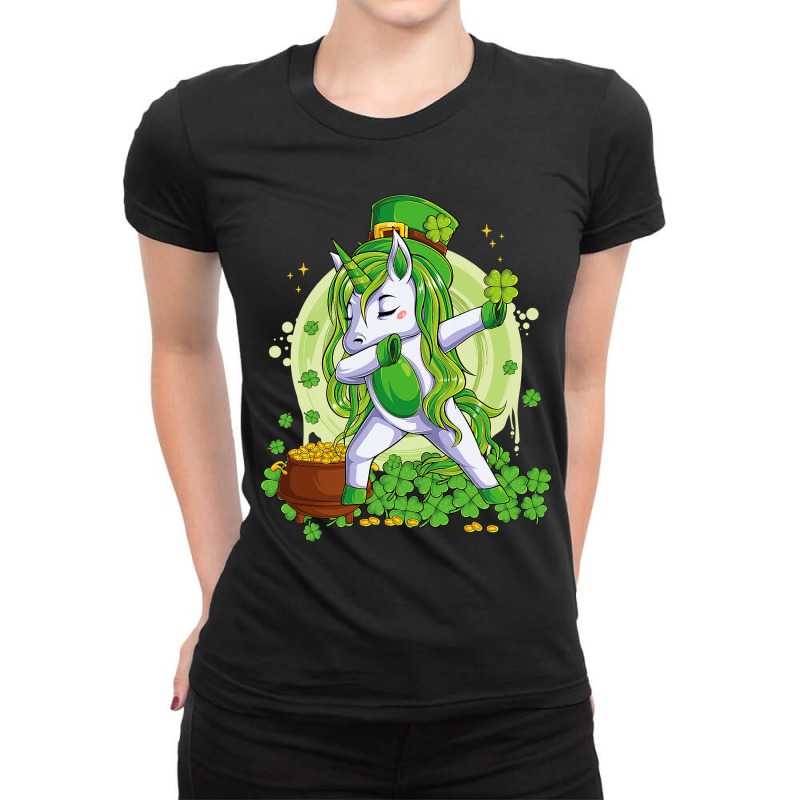 St Patricks Dabbing Unicorn Kids Leprechaun Lepric Ladies Fitted T-Shirt by JanisLeftwich | Artistshot