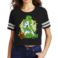 St Patricks Dabbing Unicorn Kids Leprechaun Lepric Scorecard Crop Tee | Artistshot