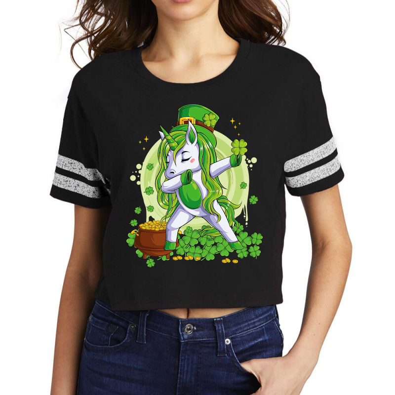 St Patricks Dabbing Unicorn Kids Leprechaun Lepric Scorecard Crop Tee by JanisLeftwich | Artistshot