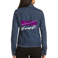 Skin Therapist Leopard Skin Care Cosmetology Esthe Ladies Denim Jacket | Artistshot