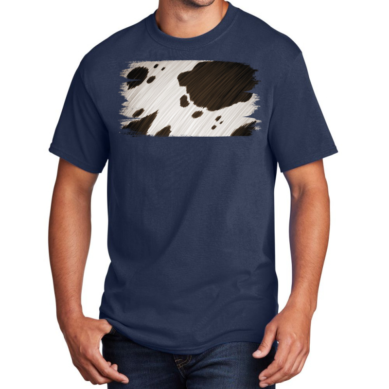 Cowhide Black And White Brush Strokes Background Basic T-shirt | Artistshot