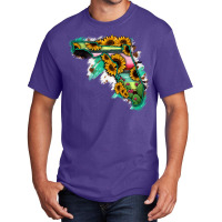 Florida Map Sunflower Cactus Serape Basic T-shirt | Artistshot