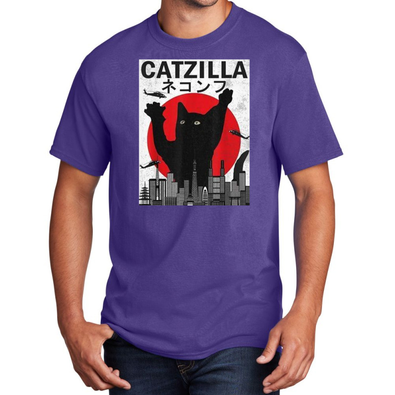 Vintage Catzilla Japanese Sunset Style Basic T-shirt | Artistshot