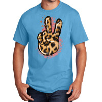 Pink Glitter Leopard Peace Sign Basic T-shirt | Artistshot