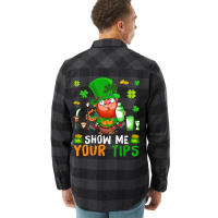 Show Me Your Tips Cute Patricks Day Boy Bartender  Flannel Shirt | Artistshot