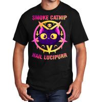 Smoke Catnip Hail Lucipurr Funny Satanic Cat Kitty Basic T-shirt | Artistshot