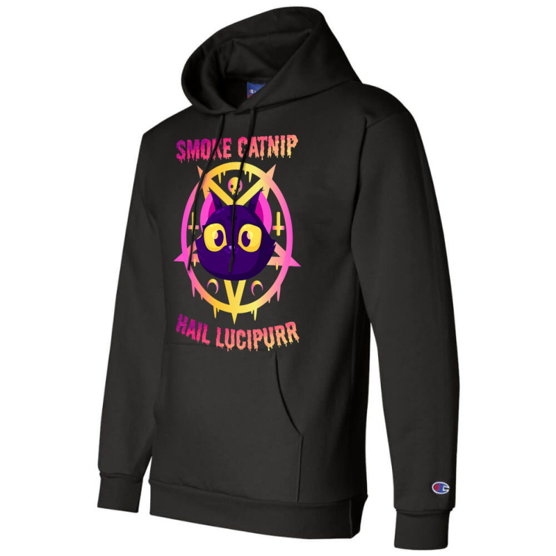 Smoke Catnip Hail Lucipurr Funny Satanic Cat Kitty Champion Hoodie | Artistshot