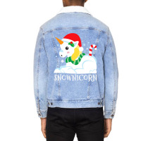 Snownicorn Unicorn Funny Cute Winter Girl Christma Unisex Sherpa-lined Denim Jacket | Artistshot