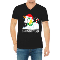 Snownicorn Unicorn Funny Cute Winter Girl Christma V-neck Tee | Artistshot