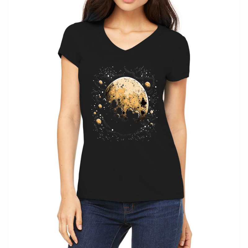 Space Astronaut Alien Arm Wrestling Astronomy Spac Women's V-Neck T-Shirt by DevotaSylvia | Artistshot