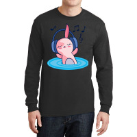 Cute Axolotl Listening To Music Long Sleeve Shirts | Artistshot