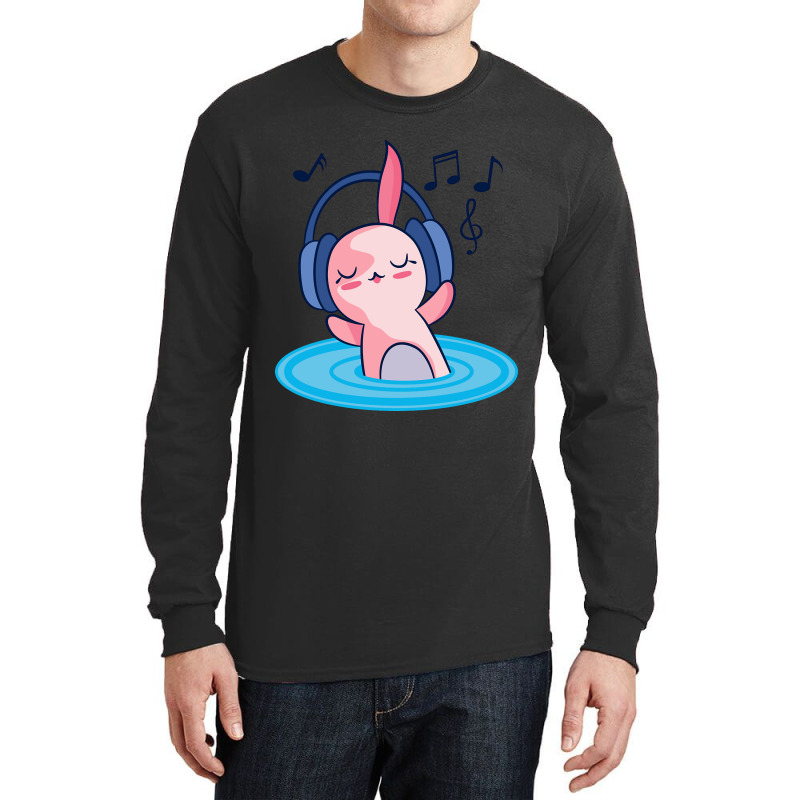 Cute Axolotl Listening To Music Long Sleeve Shirts by HUMBERTO CORRAL | Artistshot