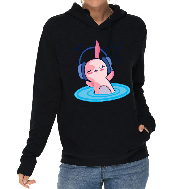 Cute Axolotl Listening To Music Lightweight Hoodie by HUMBERTO CORRAL | Artistshot