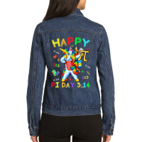 Pi Funny Dabbing Unicorn 3 14 Happy Pi Day Men Wom Ladies Denim Jacket | Artistshot