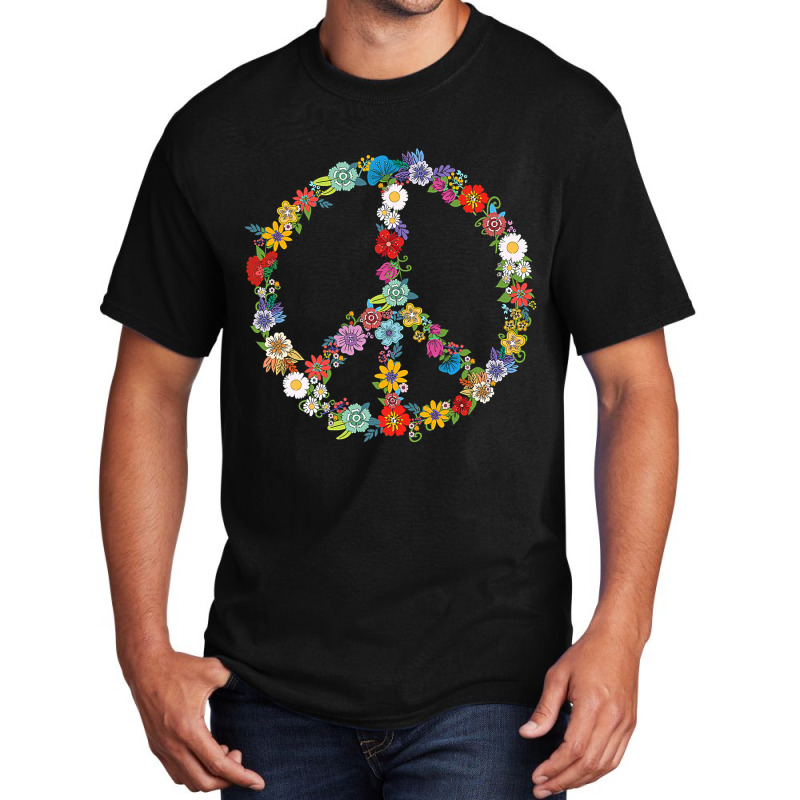 Love And Peace Flower Hippie Lover Beautiful Cute Funny Gift T Shirt Basic T-shirt | Artistshot