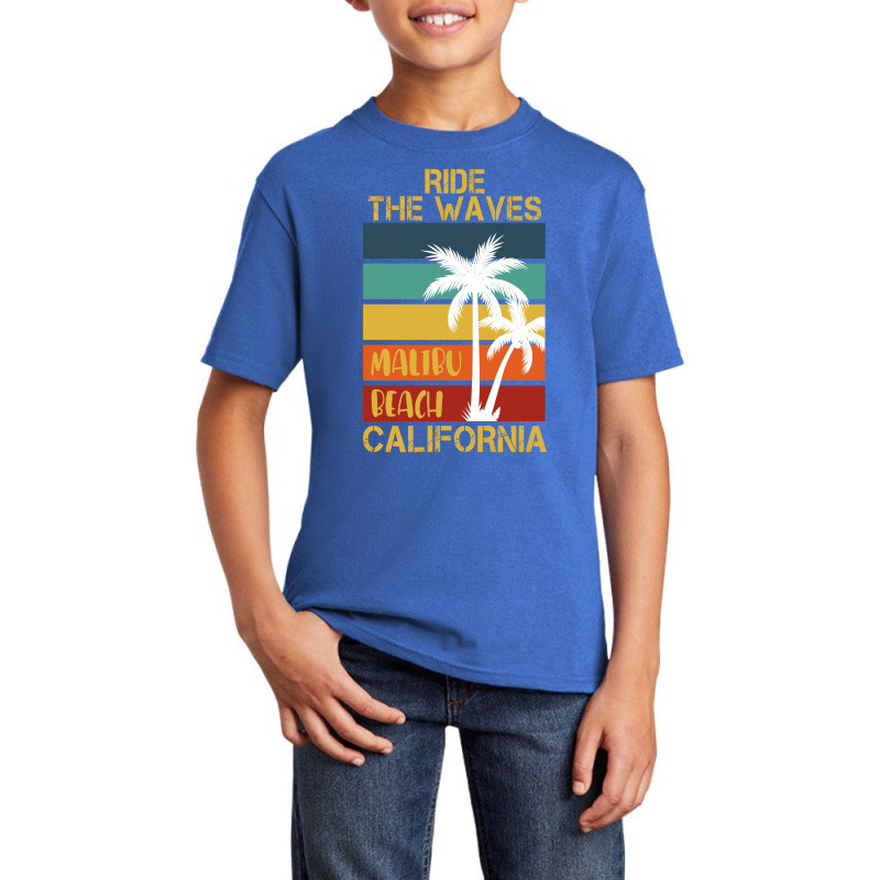 Ride Te Waves Malibu Beach California Basic Youth T-shirt by autlu2024 | Artistshot