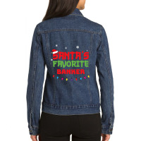 Santa Favorite Banker For Christmas. Christmas Ladies Denim Jacket | Artistshot